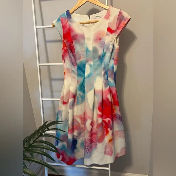 Calvin Klein Vibrant Floral Midi Dress - Picture 3 of 13